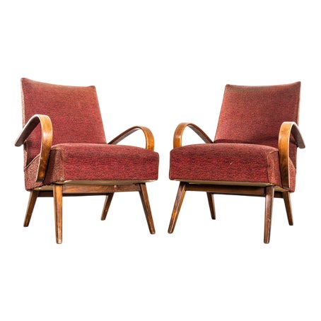 Armchair in Rust Bouclé Fabric by Jaroslav Šmídek, 1950s For Sale