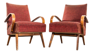 Armchair in Rust Bouclé Fabric by Jaroslav Šmídek, 1950s