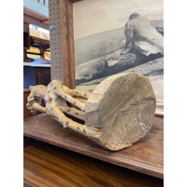 Brown Vintage Hand-Carved Giraffe Wooden Sculpture For Sale - Image 8 of 8