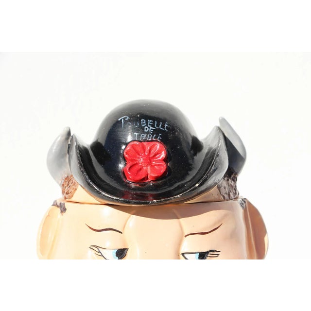Ceramic 1950s French Earthenware Head Vase Pig Table Trash Bin For Sale - Image 7 of 13