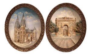 Early 20th Century French Hand-Painted Oval Decorative Wall Platters - a Pair