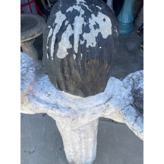 1940's Concrete "Bird Girl" (Peasant Girl) Bird Feeder 47" Tall From Augusta Georgia Estate For Sale - Image 10 of 13