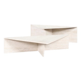 Vintage Italian Modern Two-Piece Travertine Coffee Table by Up & Up, 1970s For Sale