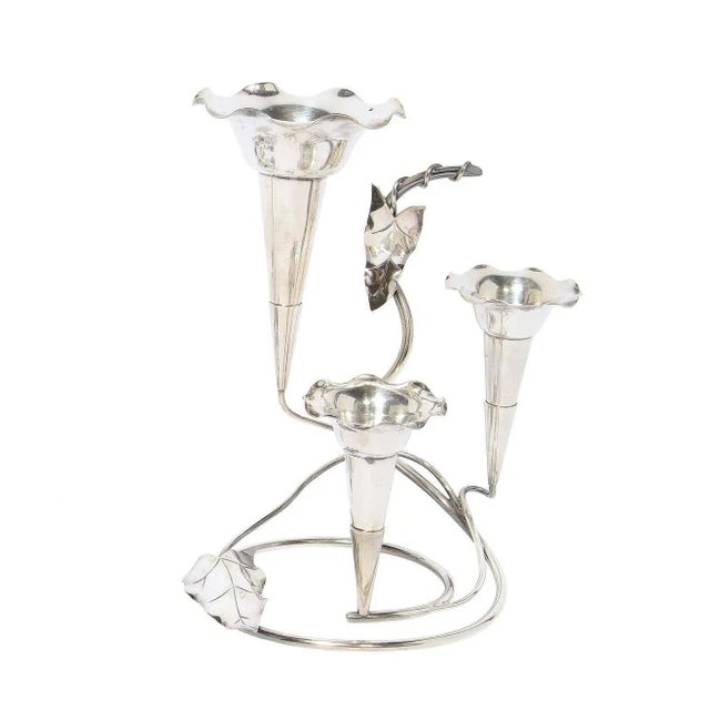 Art Nouveau Morning Glory Silver Plated Candelabras - A Pair For Sale - Image 12 of 13