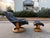 Mid-Century Modern 1990s Black Leather Ekornes Stressless Chair and Ottoman For Sale - Image 3 of 12