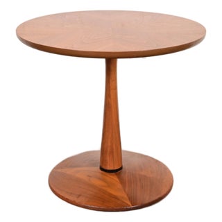 Kipp Stewart for Drexel Declaration Sculpted Walnut Pedestal Side Table, Circa 1960s For Sale