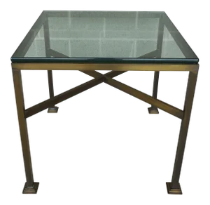 Mastercraft Vintage Hollywood Regency Brass Glass Top Accent Table