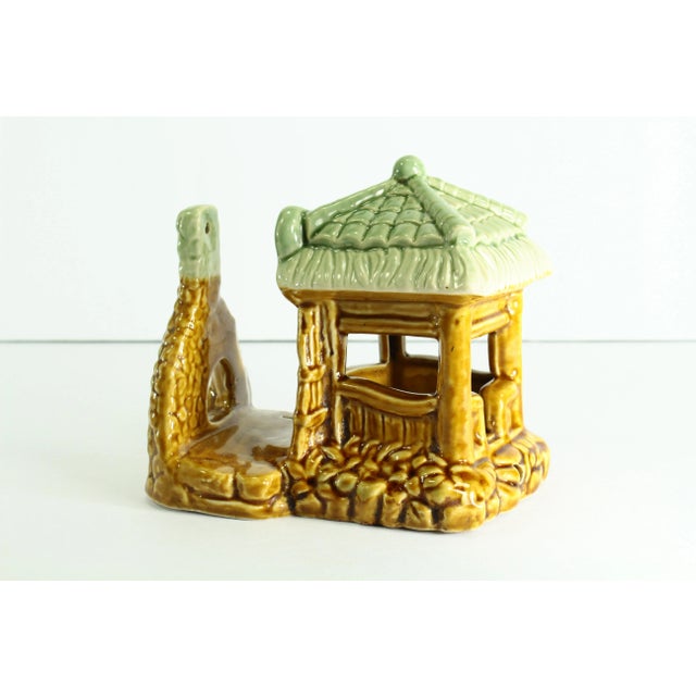 1930's-40's Majolica Figurine / Lamp Base in the Shape of a Well / Gazebo Structure For Sale - Image 13 of 13