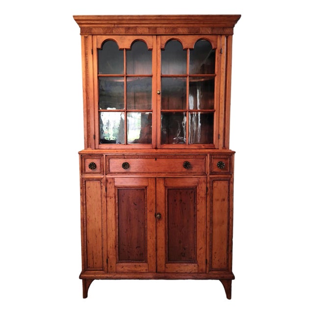 1810 Federal Hackensack Pine Wood Cupboard Cabinet Bergen County For Sale