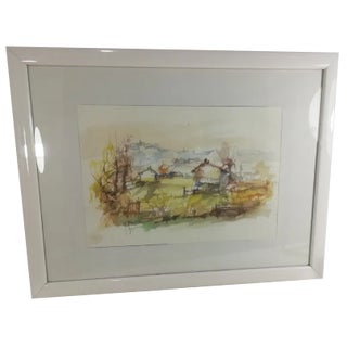 Pasquale Barberis, Landscape, Watercolor, 1970s For Sale