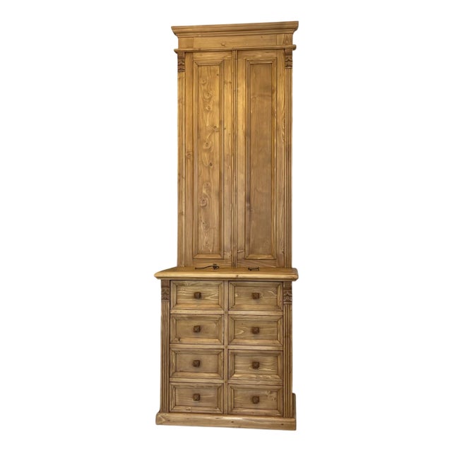 Brown Wood Farmhouse Wardrobe For Sale