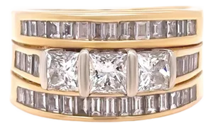 18ct Yellow Gold Princess Cut Diamond Bridal Set 2.77ct 11.36g