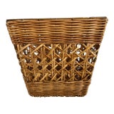 Rattan and Wicker Basket Weave Wastebasket For Sale