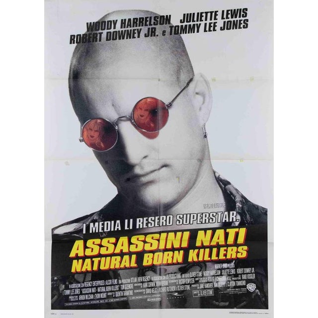 Vintage Poster Italian 2-Foglio (100 × 140 cm), Warner Bros. Directed by Oliver Stone, starring Woody Harrelson, Juliette...