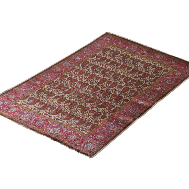 Traditional Hand-Knotted Antique Kashan Persian Rug in Red Paisley Pattern For Sale - Image 3 of 7