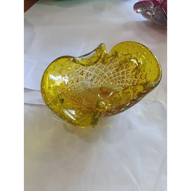 Mid-Century Modern Mid-Century Murano-Attributed Yellow Glass Ashtray For Sale - Image 3 of 10