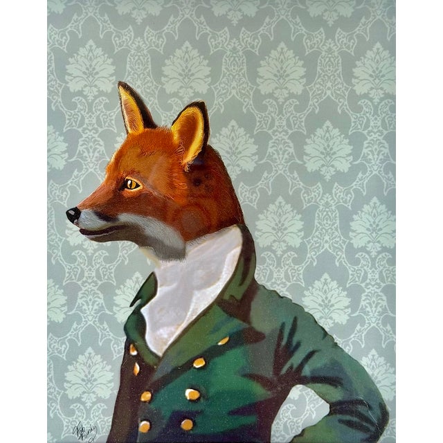 Figurative Vintage Fox in Gentleman's Attire Framed Print For Sale - Image 3 of 6