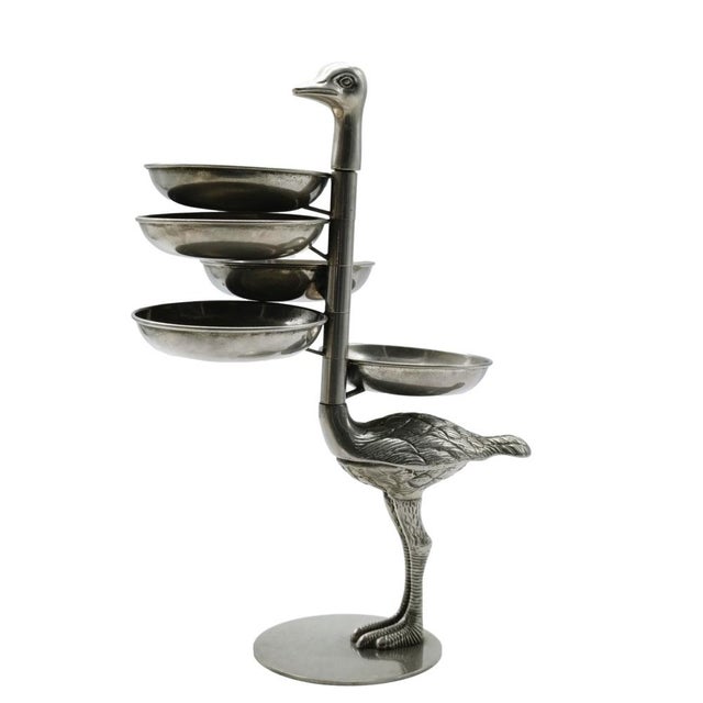 Mid-Century Modern Pewter Ostrich with Serving Trays, Italy, 1960s For Sale - Image 3 of 10