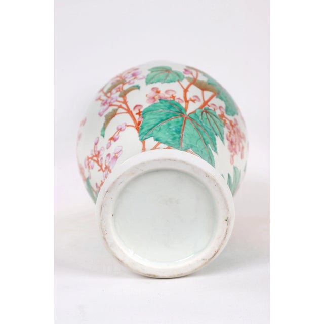 Vintage Famille Rose Amphora Vase With Peach Blossom Design, Elephant Handles For Sale - Image 9 of 10