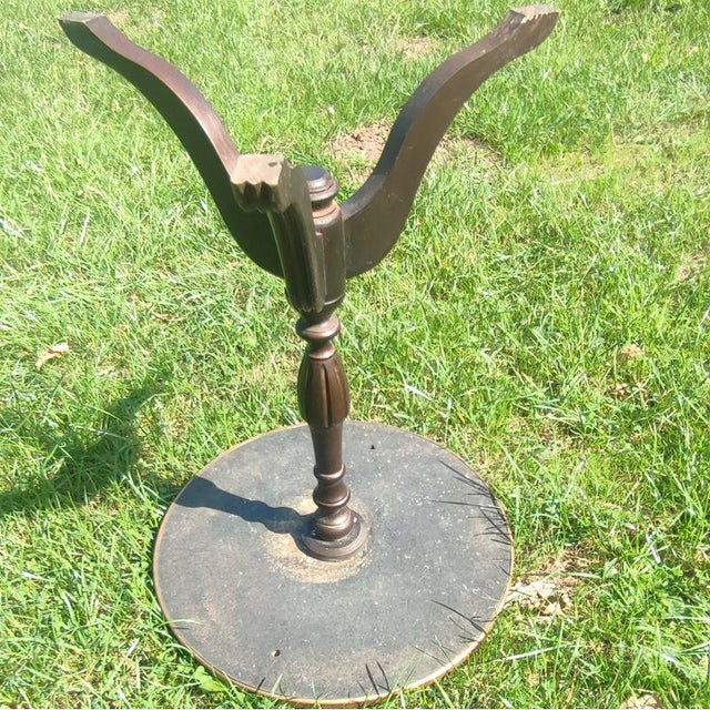 Small Mid-Century Round Carved Mahogany Tripod Coffee Table with Hand-Hammered Copper Top, 1950s For Sale - Image 10 of 11
