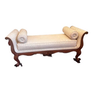 1960s Ethan Allan Armed Upholstered Bench For Sale
