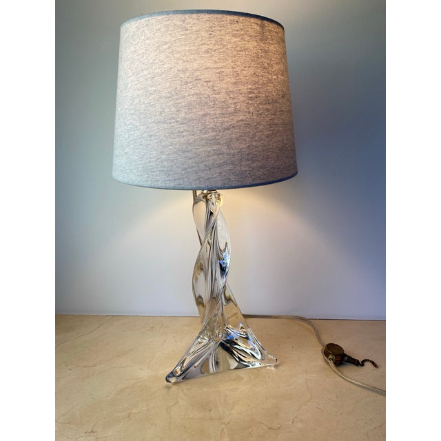 Bring timeless French elegance into your home with this signed vintage Saint Louis twisted crystal table lamp, a...
