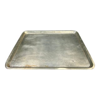 Large Vintage Hammered Brass Tray For Sale