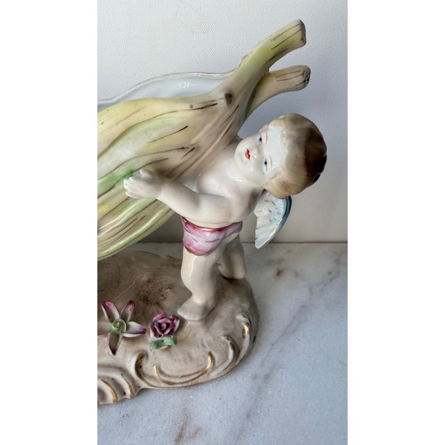 Antique German Porcelain Figural Centerpiece Bowl, of Dresden or Von Schierholz Styles, Hand-Painted Putti For Sale - Image 14 of 15