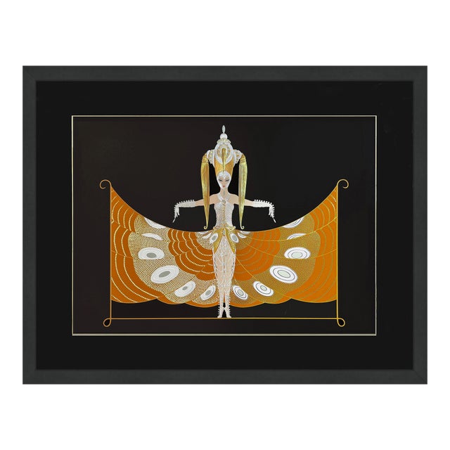 Erté, Hindu Princess (Large Hand Signed Foil Stamped Embossed Serigraph), 1987 For Sale