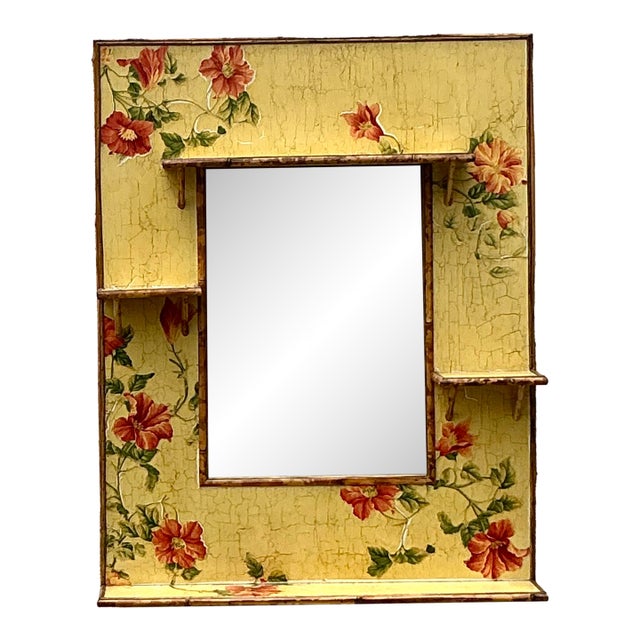 Vintage Boho Floating Floral Mirror For Sale