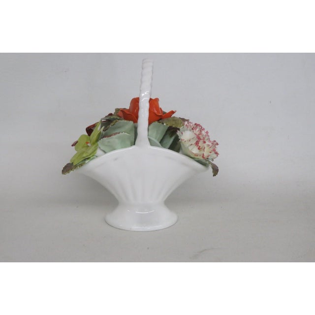 English Royal Adderley Ceramic Bone China Flower Basket Figurine Made in England 5157b For Sale - Image 3 of 16