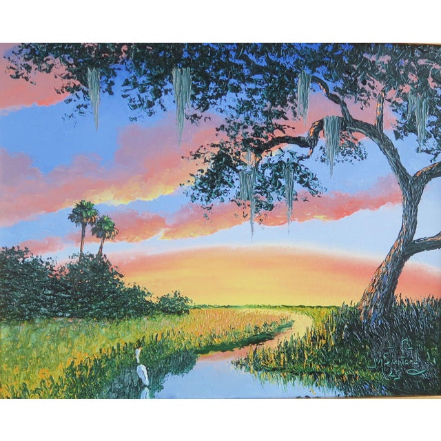 Mark Stanford (American b. 1959 - ) - Signed Outstanding Original All Palette Knife Oil Painting "Sunrise" - Inspired By,...