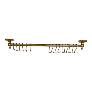 Handcrafted Vintage Solid Brass Hanging Pot Rack For Sale