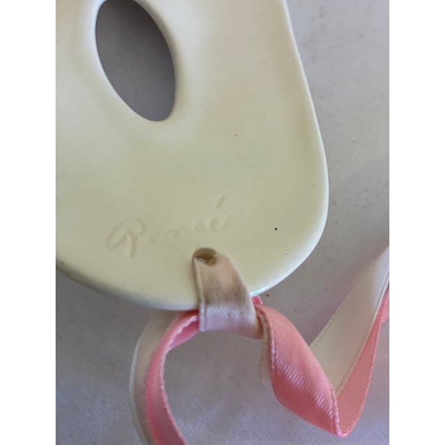 Ceramic Vintage Ceramic Masquerade Mask With Pink Ribbons For Sale - Image 7 of 7