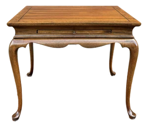 Vintage Hickory Chair James River Collection Traditional Queen Anne Mahogany and Burl Wood Tea Table
