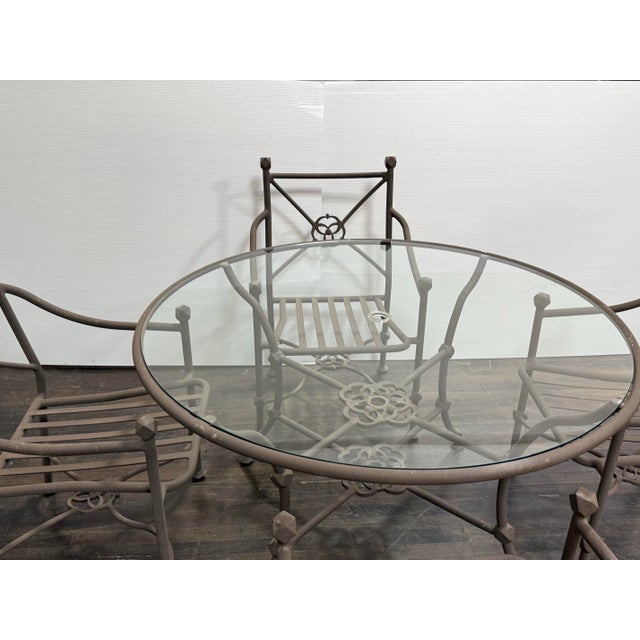 Gray Terra Furniture Renaissance Outdoor Patio Table + Chairs, Set of Five For Sale - Image 8 of 12