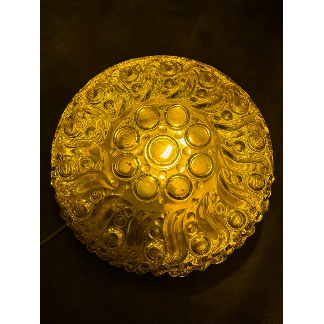Gold Mid-Century Amber Pressed Glass Ceiling Light, 1960s For Sale - Image 8 of 9