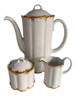 Rambouillet Gold Cup Coffee Pot, Sugar Bowl & Milk Jug from Rosenthal, Germany, 1981, Set of 3