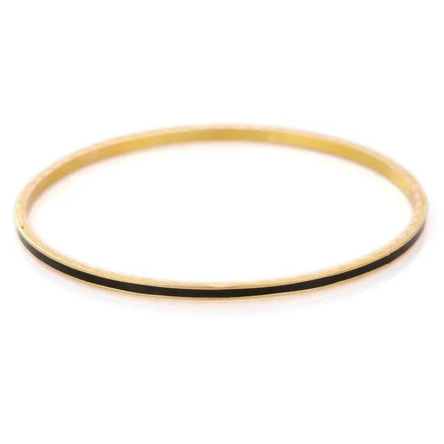 Black Enamel 18k Yellow Gold Bangle for Women For Sale - Image 9 of 11