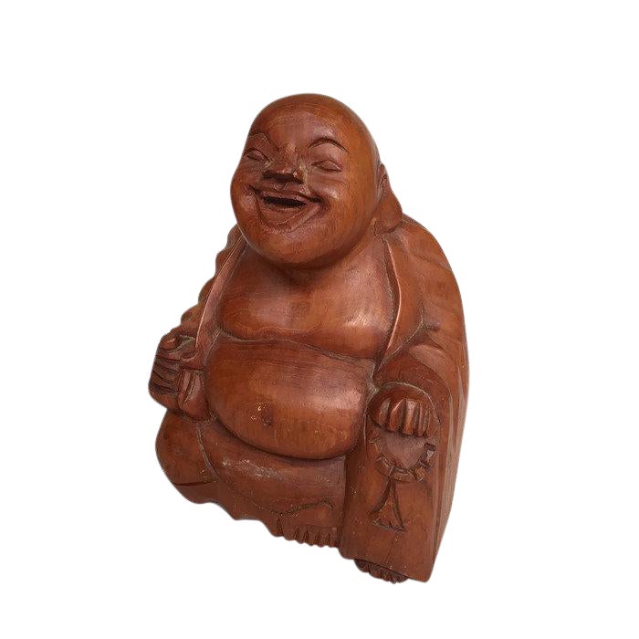 Vintage Wood Carved Buddha Hotei Japanese Laughing Buddha Statue Chairish