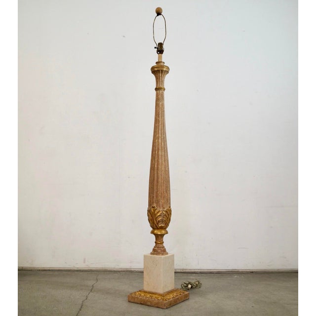 Hollywood Regency 1960’s Italian Hollywood Regency Old World Fluted Column Floor Lamp For Sale - Image 3 of 12