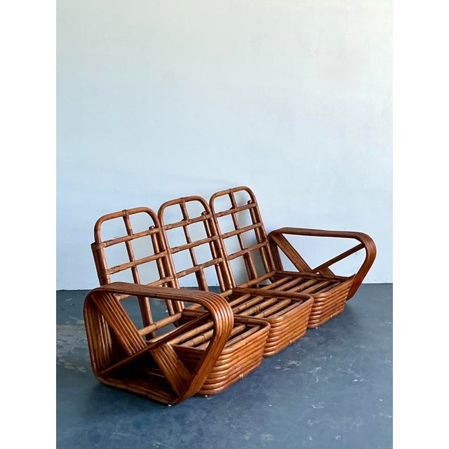 Vintage MCM Paul Frankl 6 Strand Rattan Sofa For Sale - Image 9 of 18