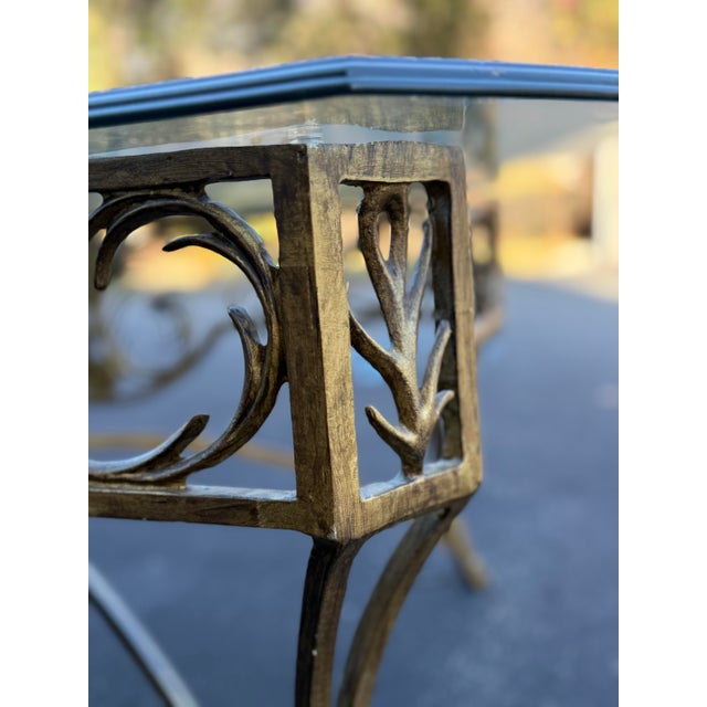 Traditional Metal Scroll Regency Glass Top Coffee Table in Manner of Pier Luigi Colli For Sale - Image 3 of 7