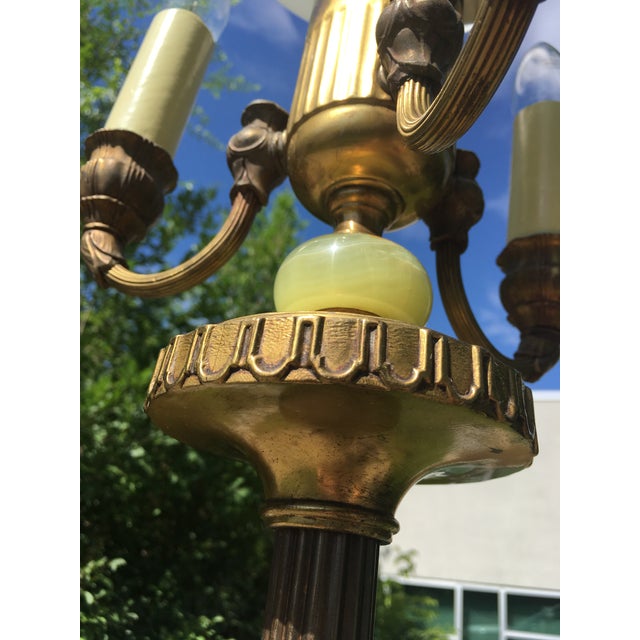 1950s Vintage Green Onyx & Gilt Brass Torchiere Floor Lamp ...