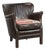 Dark Brown Armchair in Cowhide with a Reversible Kelim Seat Cushion For Sale