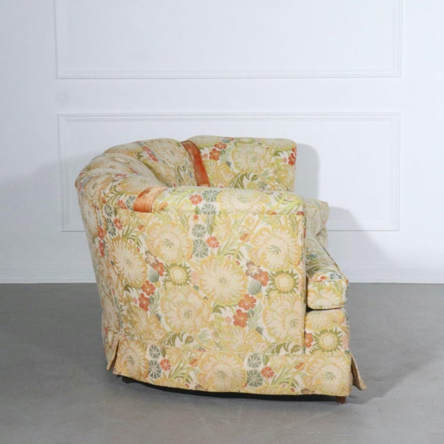 Textile 1960's Drexel Heritage Curved Poppy Yellow Garden Loveseat For Sale - Image 7 of 13