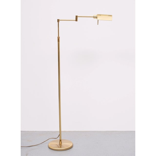 Mid-Century Modern Brass Swing Arm Floor Lamp from Holtkötter, Germany, 1980s For Sale - Image 3 of 9