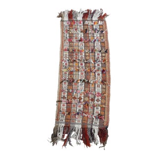 1970s Vintage Handmade Wool Cotton Orange Kilim Runner Rug For Sale