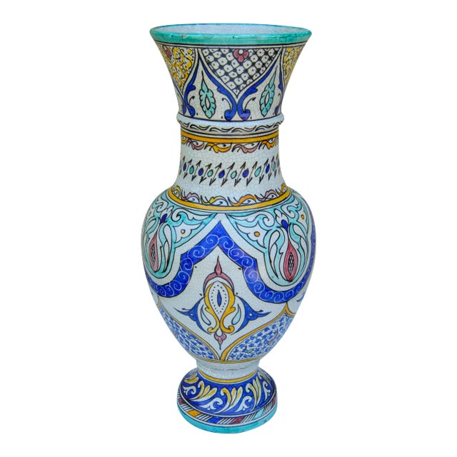 Polychrome Andalusian Ceramic Vase For Sale