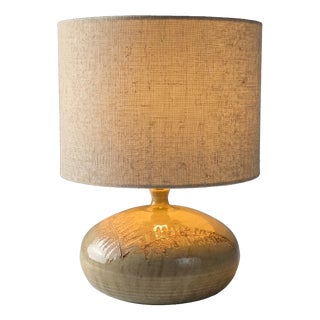 Ceramic Table Lamp with Fern Leaf Herbier Motif in the style of Roger Capron, 1960s For Sale